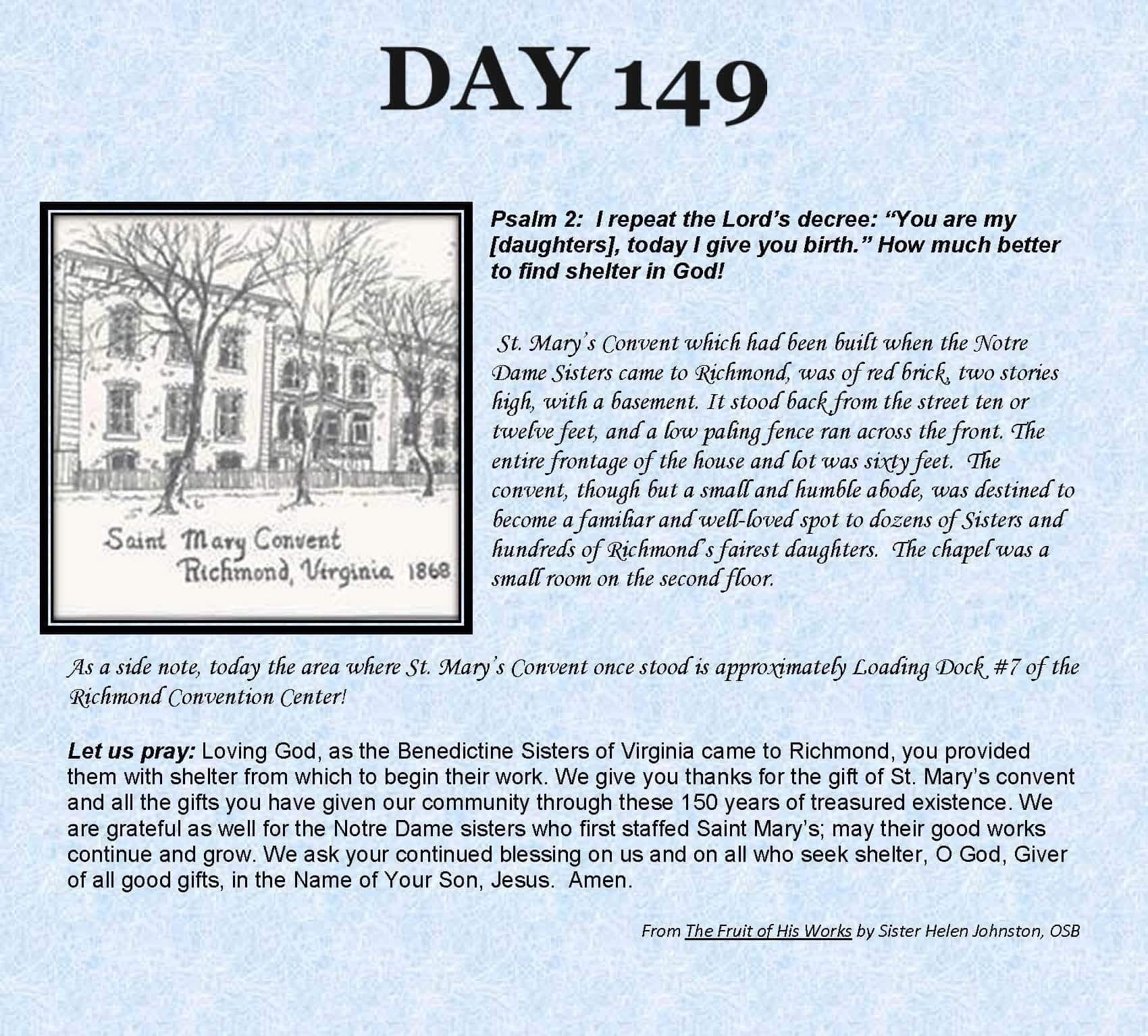 Day 149 – St. Mary’s Convent | Benedictine Sisters of Virginia