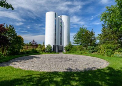 Labyrinth with Prayer Silos